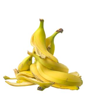 Stack of Banana skin on white background