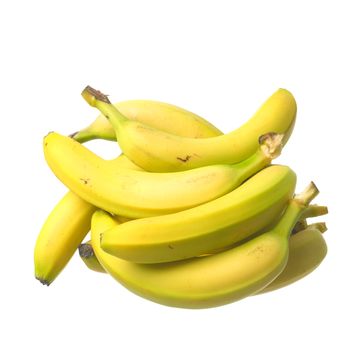 Stack of bananas on white background