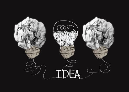 concept crumpled paper light bulb metaphor for good idea