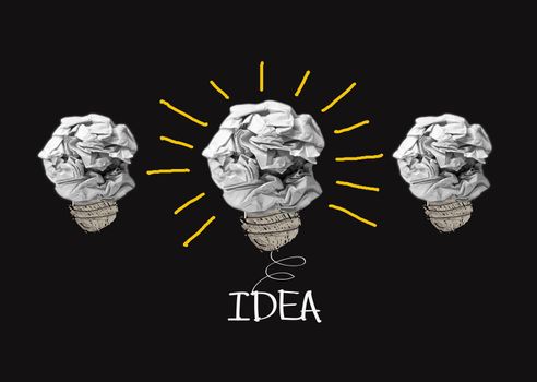 concept crumpled paper light bulb metaphor for good idea