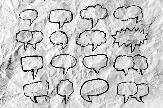 Speech Bubble Sketch hand drawn bubble speech idea design on crumpled paper