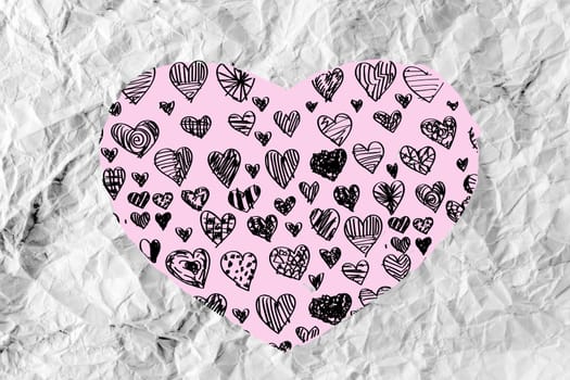 Hearts idea design on crumpled paper