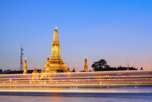 Prang of Wat Arun with lighting effect 