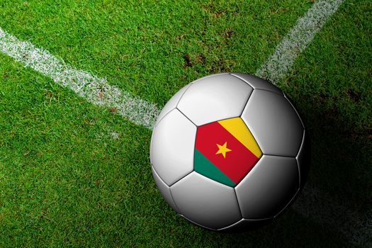 Cameroon Flag Pattern of a soccer ball in green grass