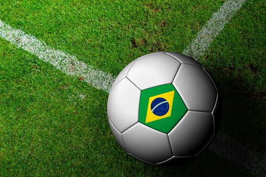 Brazil Flag Pattern of a soccer ball in green grass