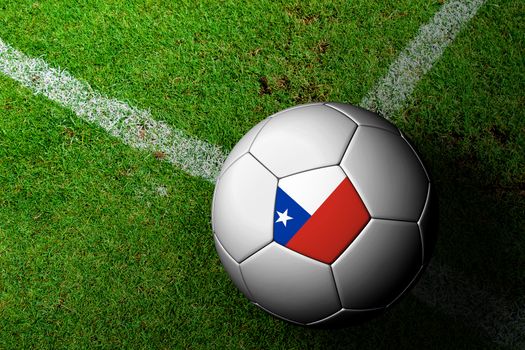 Chile Flag Pattern of a soccer ball in green grass