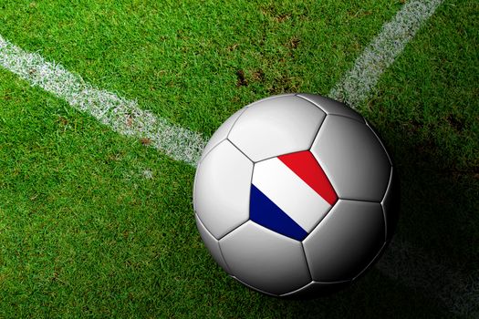 France Flag Pattern of a soccer ball in green grass