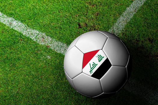 Iraq Flag Pattern of a soccer ball in green grass