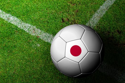 Japan Flag Pattern of a soccer ball in green grass