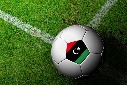 Libya Flag Pattern of a soccer ball in green grass