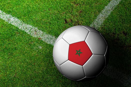 Morocco Flag Pattern of a soccer ball in green grass