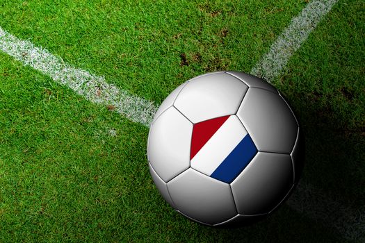 Netherlands Flag Pattern of a soccer ball in green grass