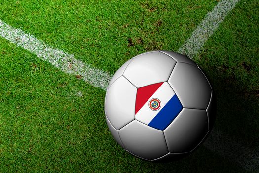 Paraguay Flag Pattern of a soccer ball in green grass