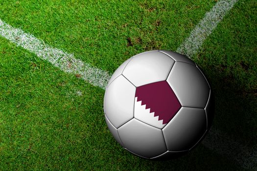 Qatar Flag Pattern of a soccer ball in green grass