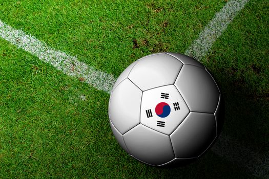 Korea Flag Pattern of a soccer ball in green grass