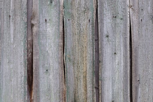 Fragment of weathered unpainted wooden fence