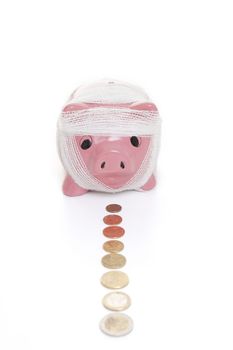 saving in piggy bank for health care concept