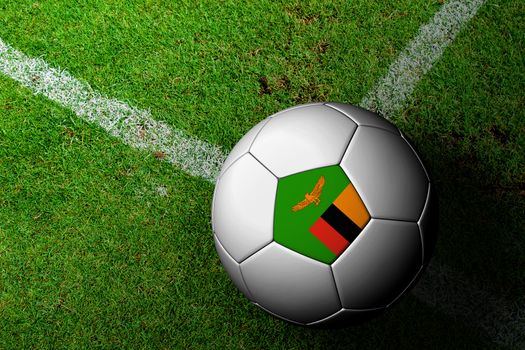 Zambia Flag Pattern of a soccer ball in green grass