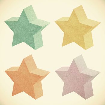Old Paper texture,3D Star recycled paper on white background