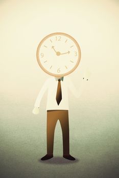 Business man with head clock 
