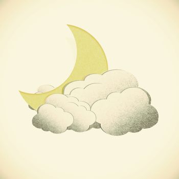  Grunge recycled paper moon on vintage tone  background