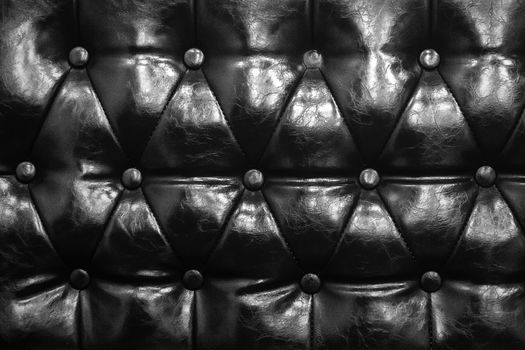 Black and White of  leather texture of sofa closeup shot