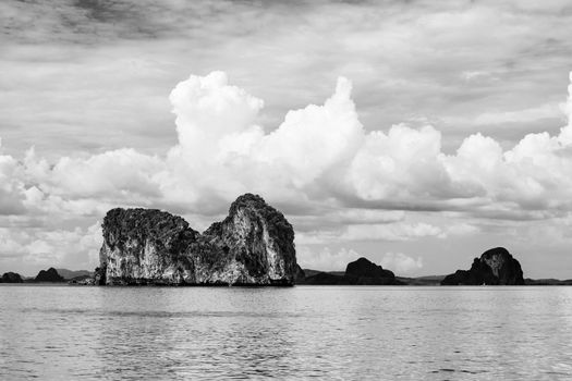 Black and white of Stony Island, Trang Province, Thailand