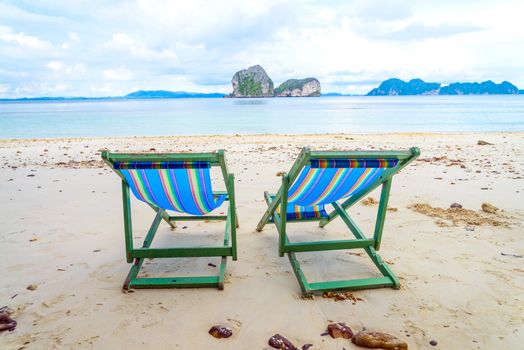 Beach chairs and beautiful beach