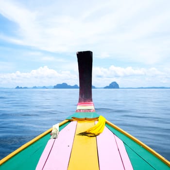 Head long tail fisherman boat in Andaman sea