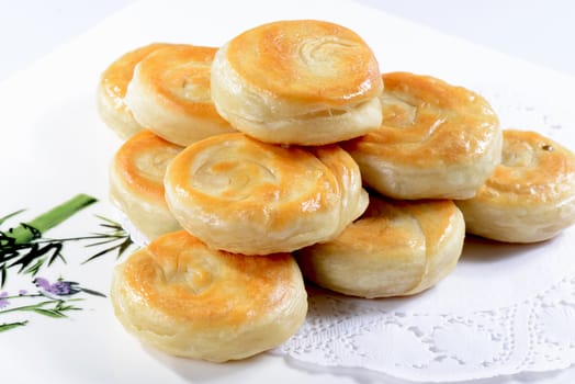 Chinese Food: Chinese Fried Cakes on a white plate