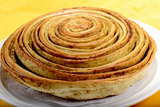 Chinese Food:Toasted Twisted Roll on a golden background