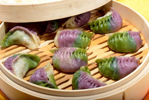 Chinese Food:  Colorful steamed dumplings