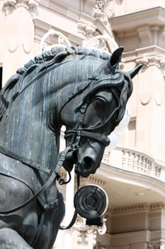 Bronze horse head, detail of the monument
