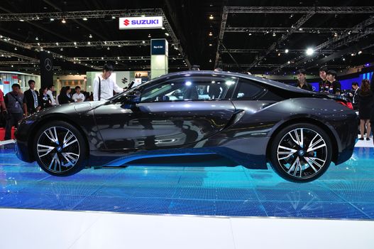 NONTHABURI - MARCH 25: NEW BMW I8  on display at The 35th Bangkok International Motor show on MARCH 25, 2014 in Nonthaburi, Thailand.