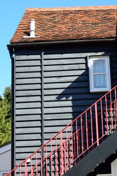Black wooden house in portrait aspect 