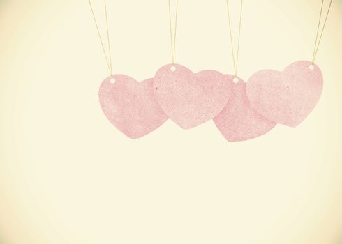 Old Recycle paper Valentine heart  hanging labels.