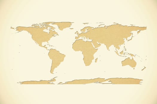 world map recycled paper on vintage tone background, Data source: NASA