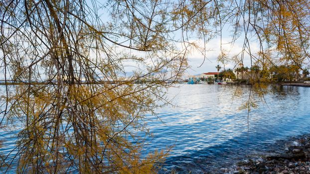 Beautiful autumn day at a small village near the sea.