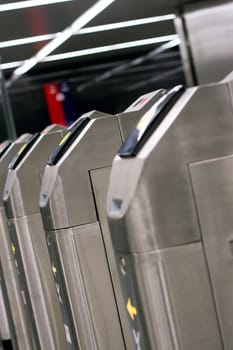 Turnstile in metro in Moscow (Russia)