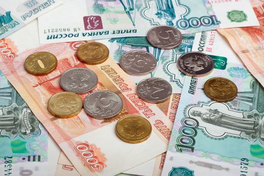 Russian currency, rouble: banknotes and coins