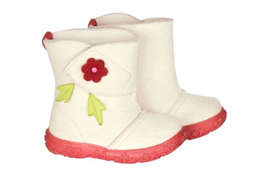 valenoks - russian children's felt boots on white background