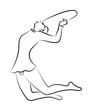 gymnast girl performing, vector