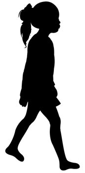 walking girl silhouette vector