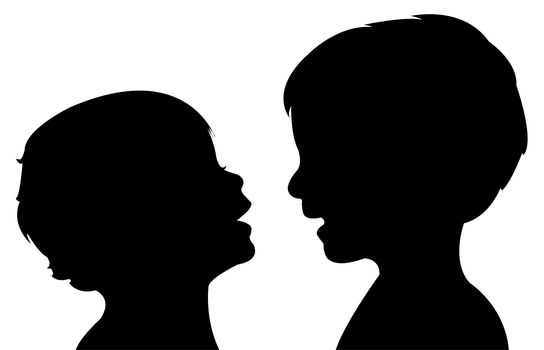 communicating babies silhouette vector