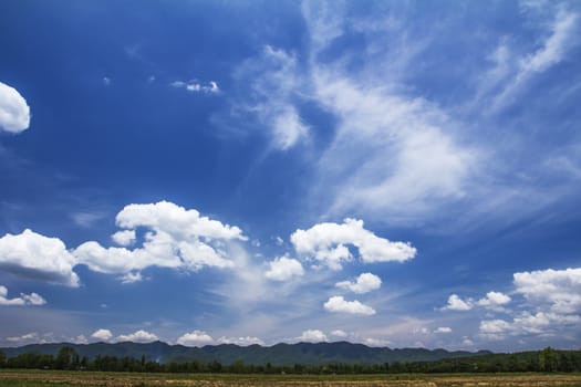 blue sky and clouds in northern chiang rai thailand