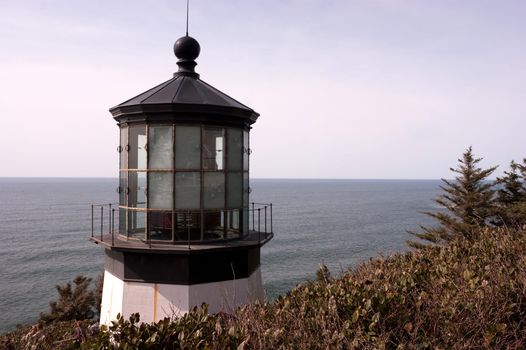 Cape Mears Lighthouse sits high on a bluff overlooking the Pacific Ocean