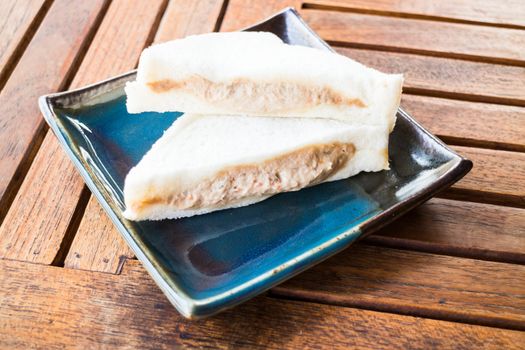 Closeup tuna sandwiches on the plate, stock photo