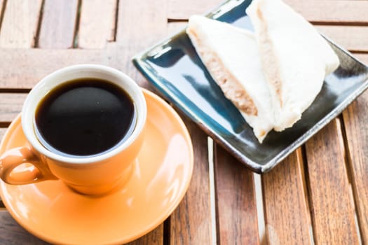 Hot coffee cup and sandwiches, stock photo