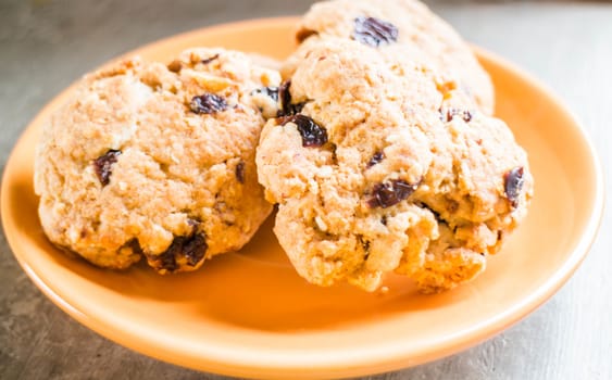 Cereal crunch cookies on the plate , stock photo