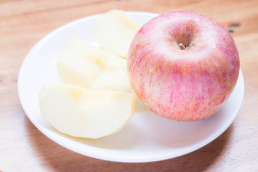 Healthy break with fresh apple, stock photo